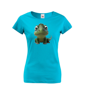 Dámske tričko - dinosaurus - roztomilý farebný motív s plnými farbami