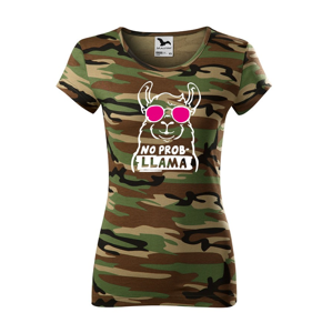 Dámske tričko No Prob - LLama - veselá potlač s ešte veselšími farbami