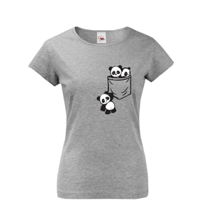 Dámske tričko Pandy vo vrecku - štýlový originál 