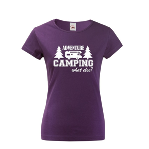 Dámske tričko s karavanom - Adventure Camping what else?