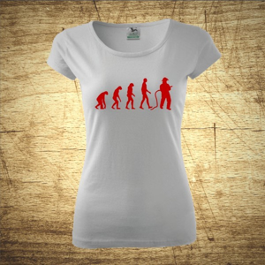 Dámske tričko s motívom Požiarnik evolúcia