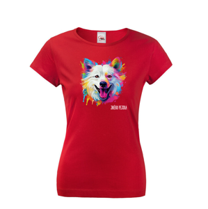 Dámske tričko s potlačou plemena  Americký eskimácky pes s voliteľným menom