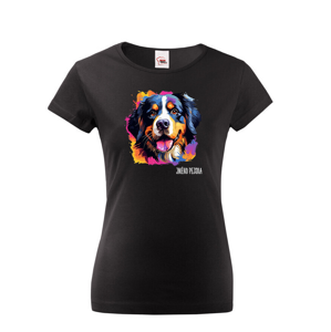 Dámské tričko s potlačou plemena Bernský salašnícky pes s voliteľným menom