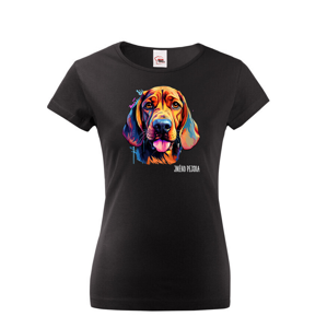 Dámské tričko s potlačou plemena Bloodhound s voliteľným menom