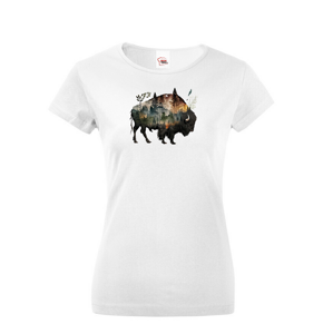 Dámské tričko s potlačou zvierat - Bizón