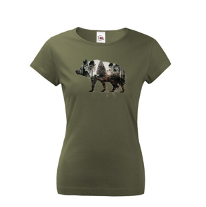 Dámské tričko s potlačou zvierat - Diviak