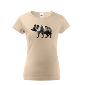 Dámské tričko s potlačou zvierat - Diviak