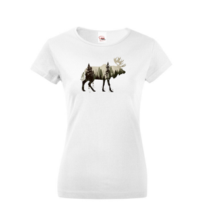 Dámské tričko s potlačou zvierat - Jeleň