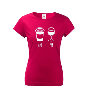 Dámske tričko s vtipnou potlačou Káva a víno