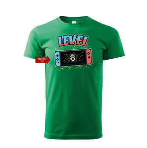 Detské narodeninové tričko s potlačou Nintendo Switch a nápisom Level