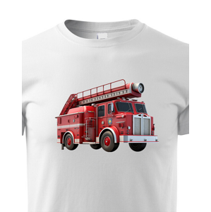 Dětské tričko s hasičským autem - krásný barevný motiv s plnými barvami