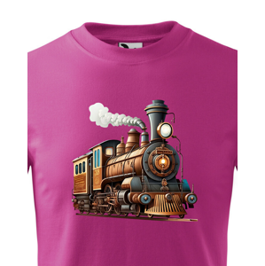 Dětské tričko s lokomotivou - krásný barevný motiv s plnými barvami