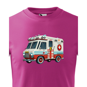 Dětské tričko se sanitkou - krásný barevný motiv s plnými barvami