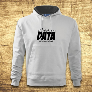 Mikina s kapucňou s motívom Clean data is the answer