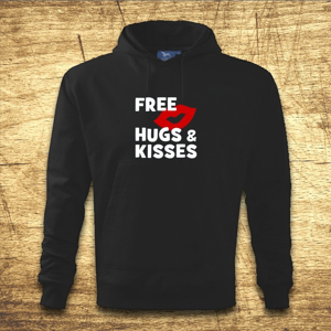 Mikina s kapucňou s motívom Free hugs and kisses