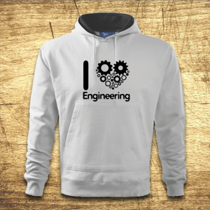 Mikina s kapucňou s motívom I love engineering