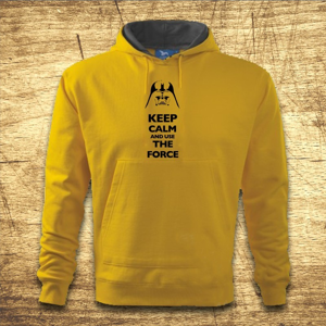 Mikina s kapucňou s motívom Keep calm and use the force.