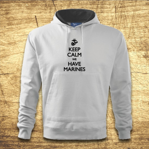 Mikina s kapucňou s motívom Keep calm , we have marines
