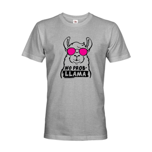 Pánske tričko No Prob - LLama - veselá potlač s ešte veselšími farbami
