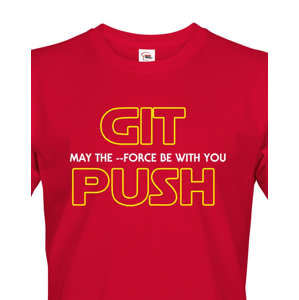 Pánske tričko pre programátorov GIT, MAY THE FORCE BE WITH YOU, PUSH