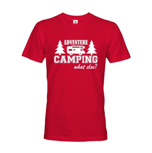 Pánske tričko s karavanom - Adventure Camping what else?