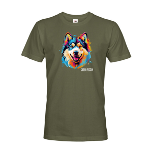 Pánské tričko s potlačou plemena Aljašský malamut s voliteľným menom