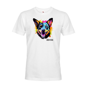 Pánské tričko s potlačou plemena Austrálsky dobytkársky pes s voliteľným menom