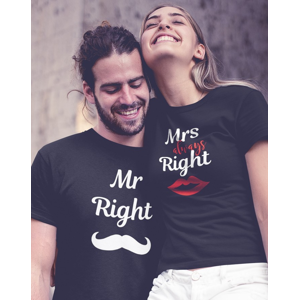 Párové tričká Mr Right a Mrs Always Right - ideálne tričká pre zamilovaných