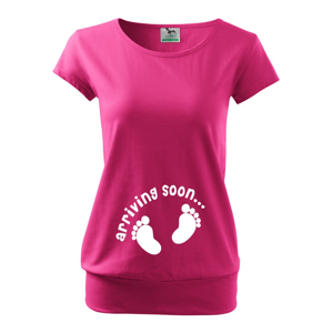  Vtipné tehotenské tričko pre budúce mamičky s potlačou Arriving soon