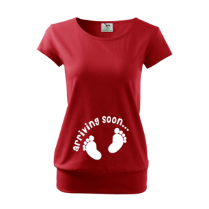  Vtipné tehotenské tričko pre budúce mamičky s potlačou Arriving soon